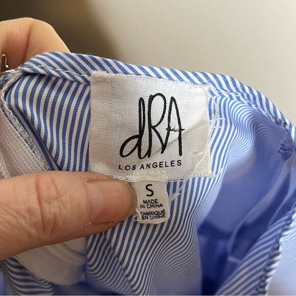 ANTHROPOLOGIE dRa striped ruffle Flare Sleeve blouse top blue white stripe Sz S - Picture 5 of 6